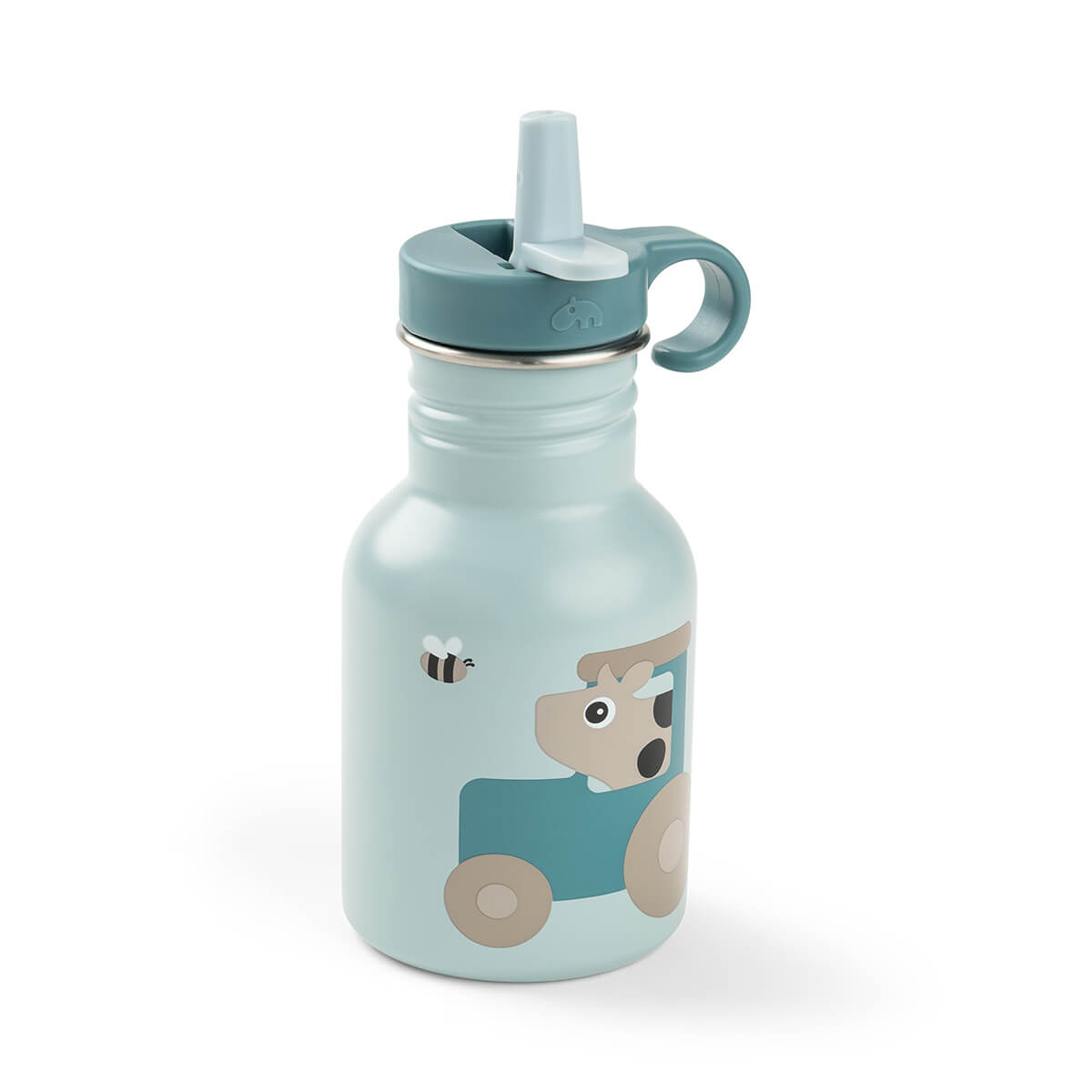 Flaske rustfrit stål - Tiny farm - Blå - 350 ml