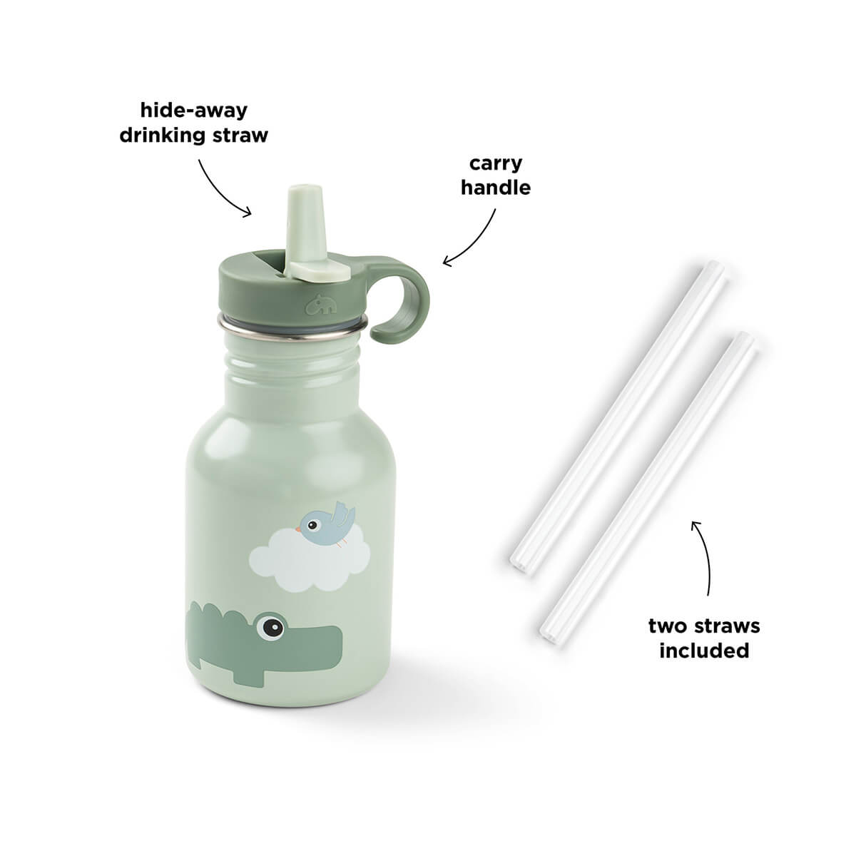 Flaske rustfrit stål - Playground - Grøn - 350 ml