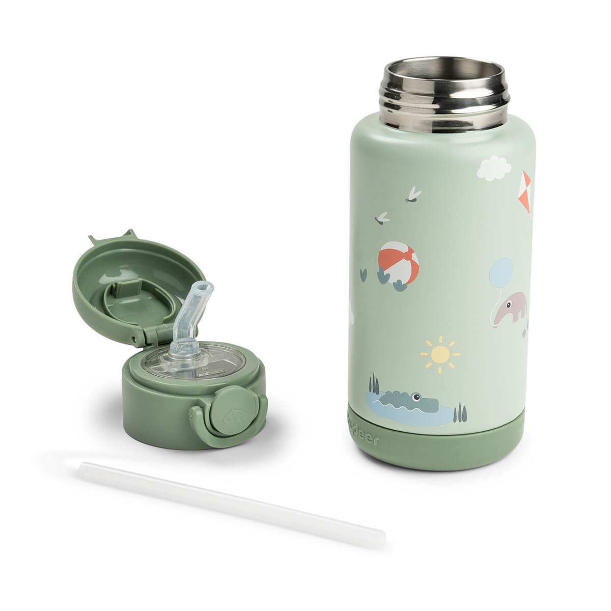 Termoflaske med sugerør – Playground – Grøn – 340 ml
