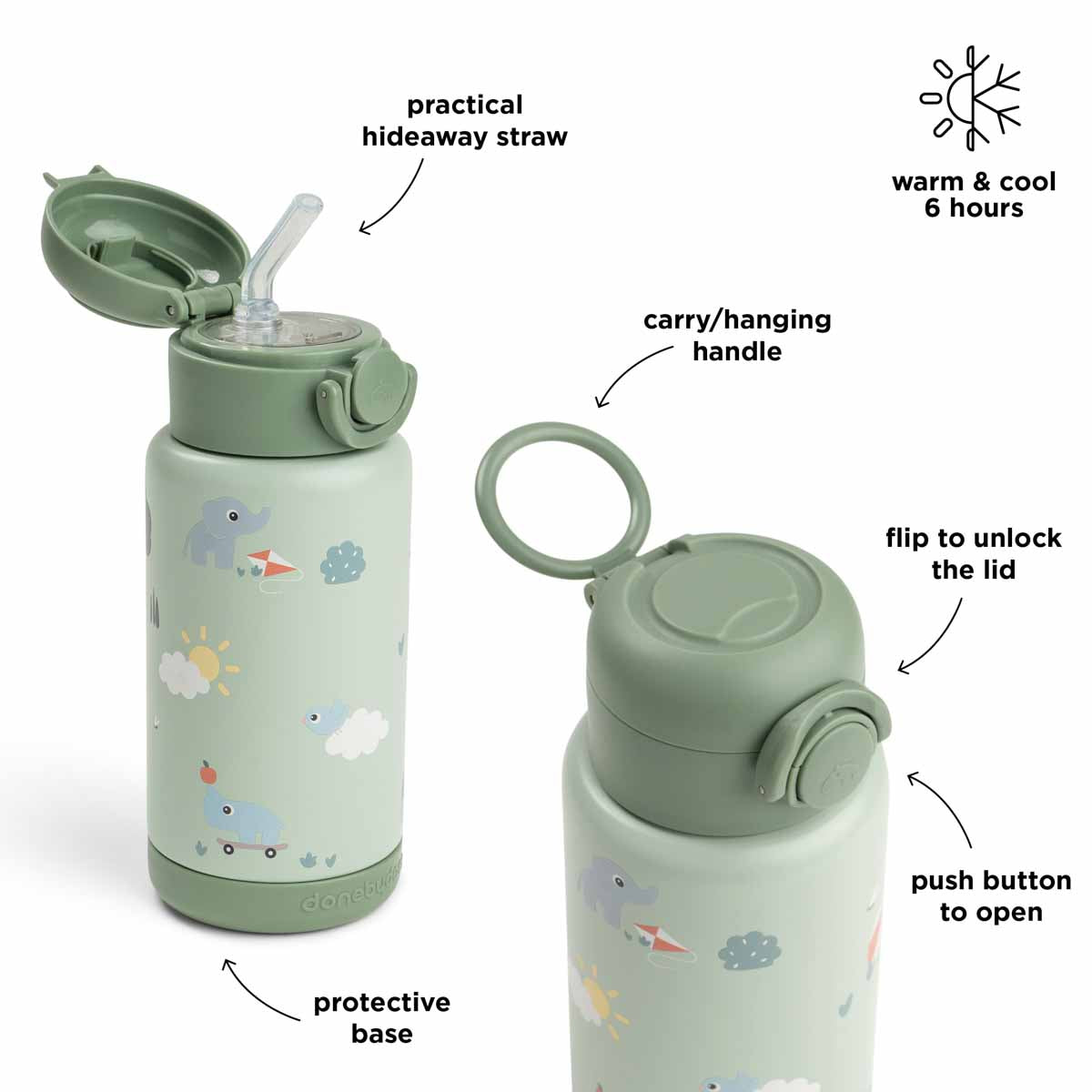 Termoflaske med sugerør – Playground – Grøn – 340 ml