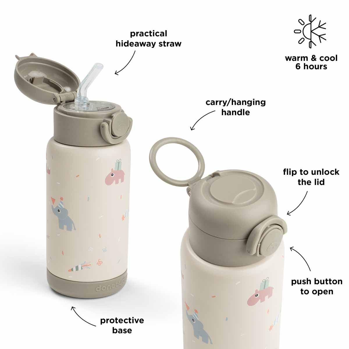 Termoflaske med sugerør Celebration Sand 340 ml
