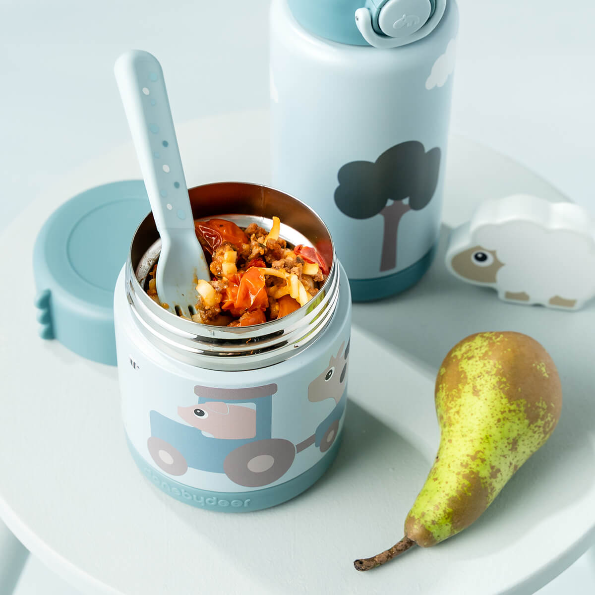 Termo madbeholder Tiny farm Blå 300 ml