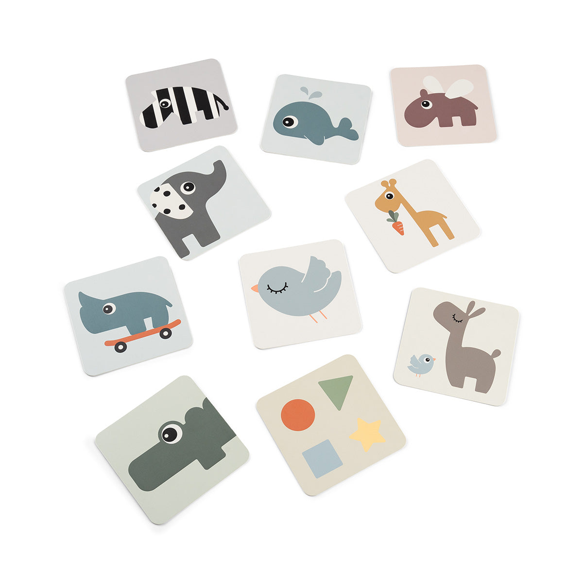 Baby kontrastkort 10 stk. - Deer friends - Farvemix