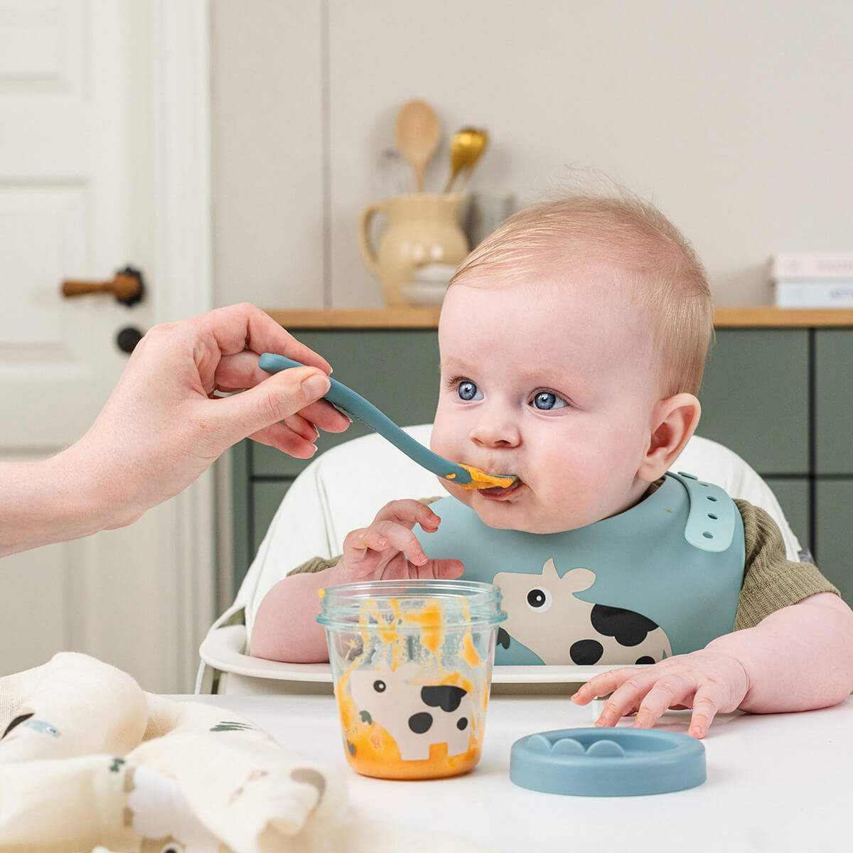 Babymad bøtte 2 stk. - Tiny farm - Blå