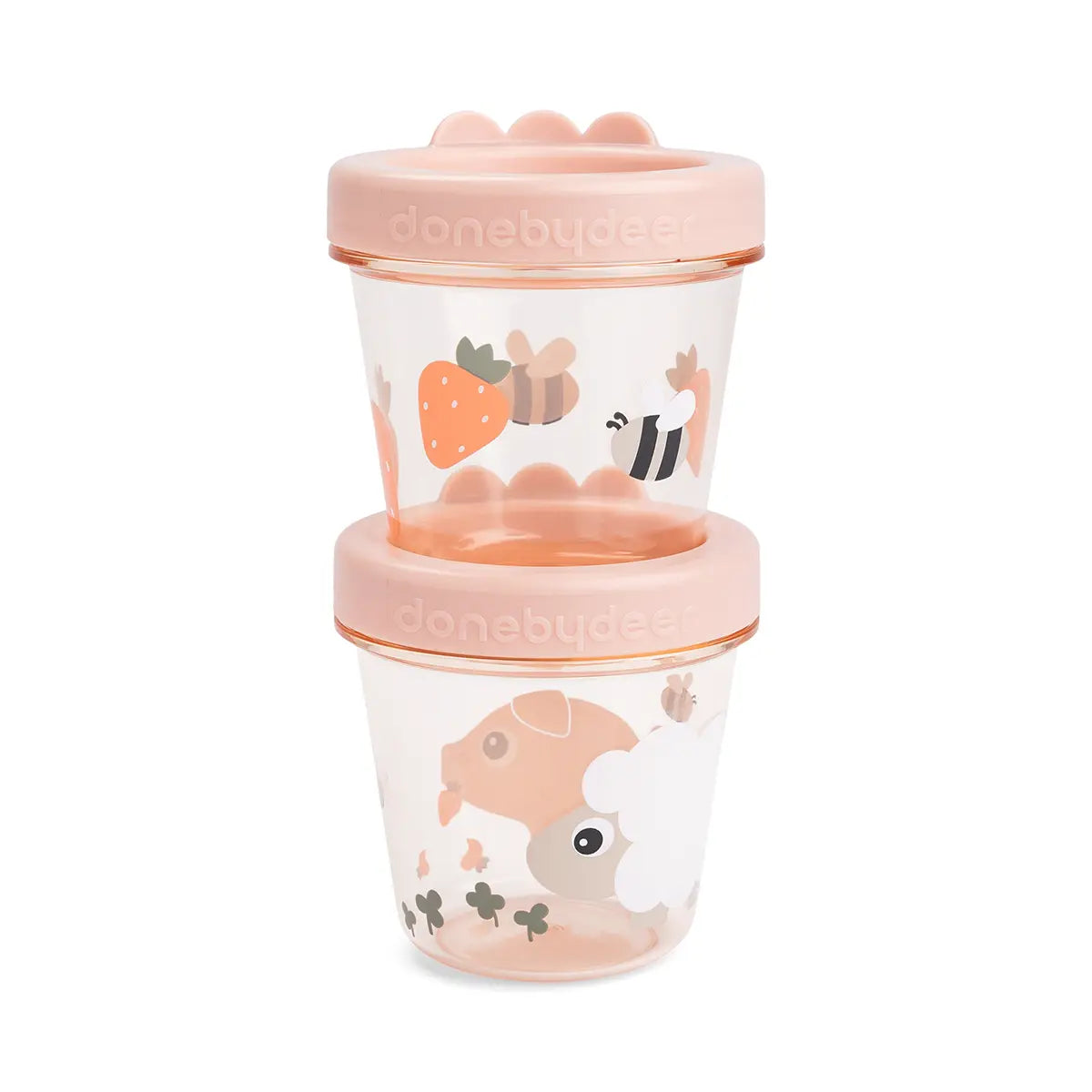 Baby-Snackbox 2-er Set - Tiny farm - Rosa