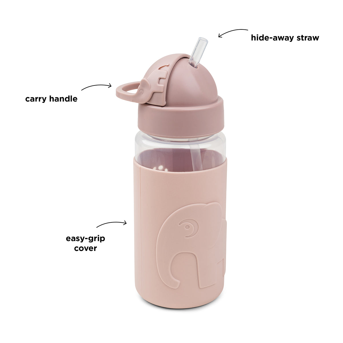 Easy-grip drikkedunk m/ sugerør - Elphee - Pudder - 350 ml