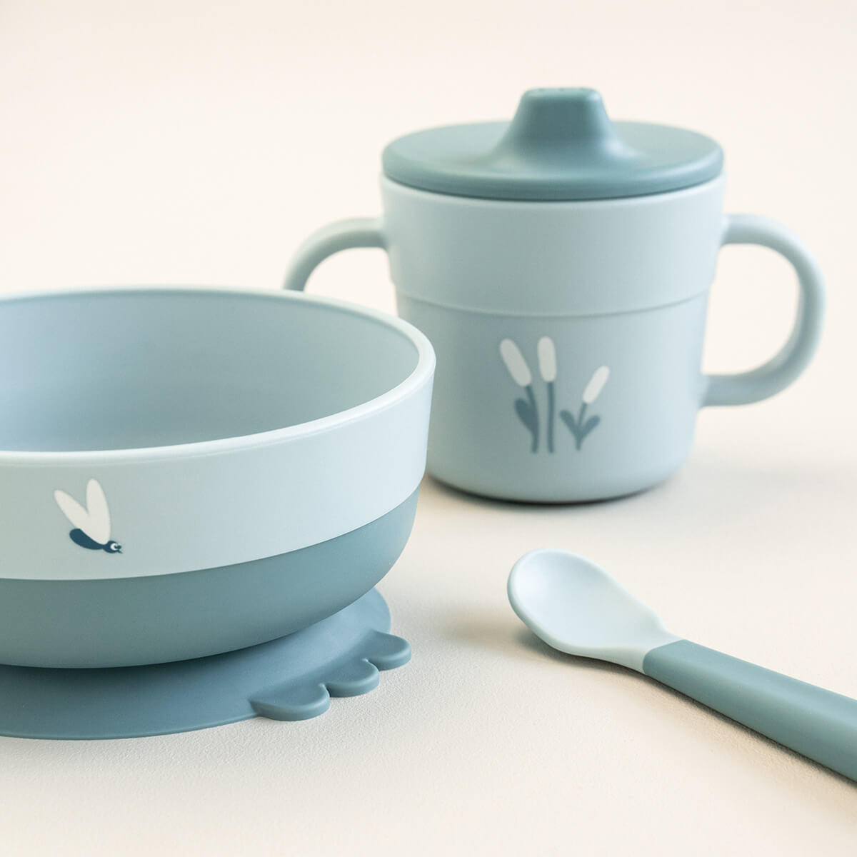 Foodie first meal Geschirr-Set m. Saugfuß - Elphee - Blau
