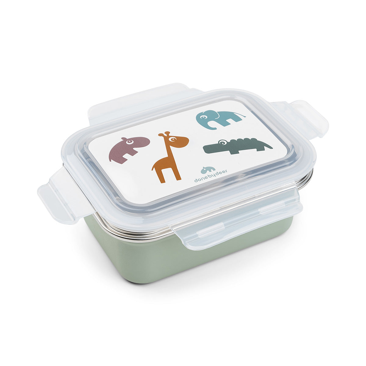 Deer friends duo - flaske 350 ml & metalmadkasse - grøn