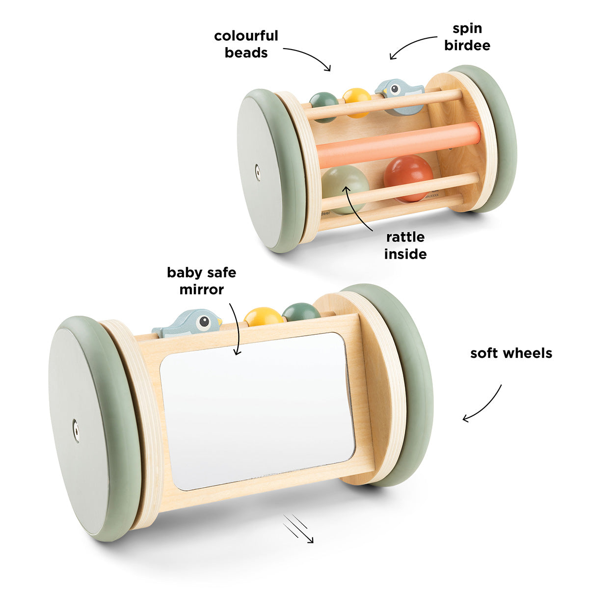 Rolling activity mirror - Birdee - Colour mix