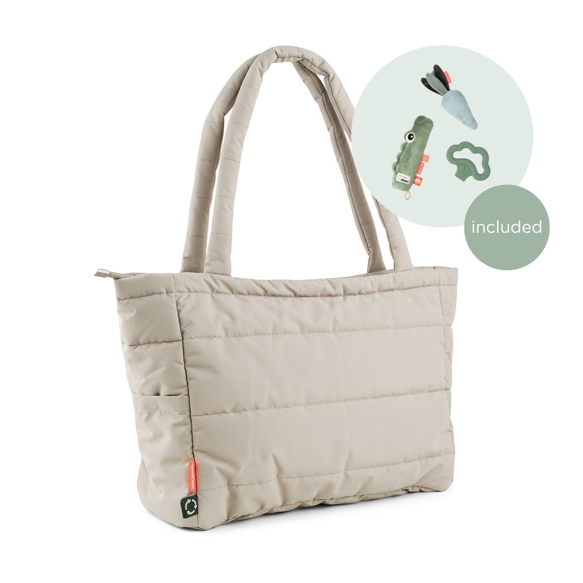 Quilted changing tote bag - Sand