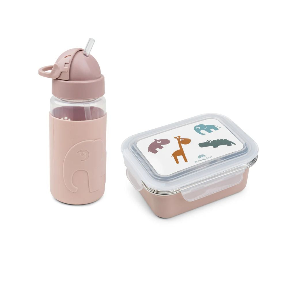 deer friends duo - bottle 350 ml & metal lunchbox - powder