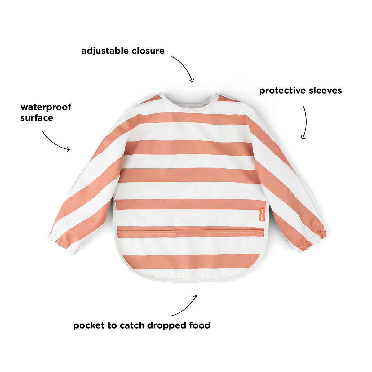 Ärmeltaschen-Lätzchen - Stripes - Papaya