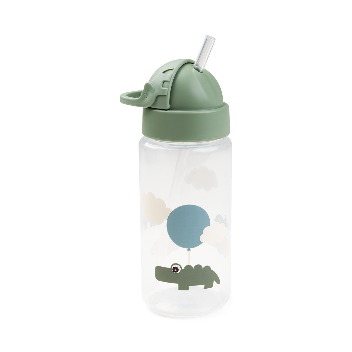 Straw bottle - Happy clouds - Green - 350 ml