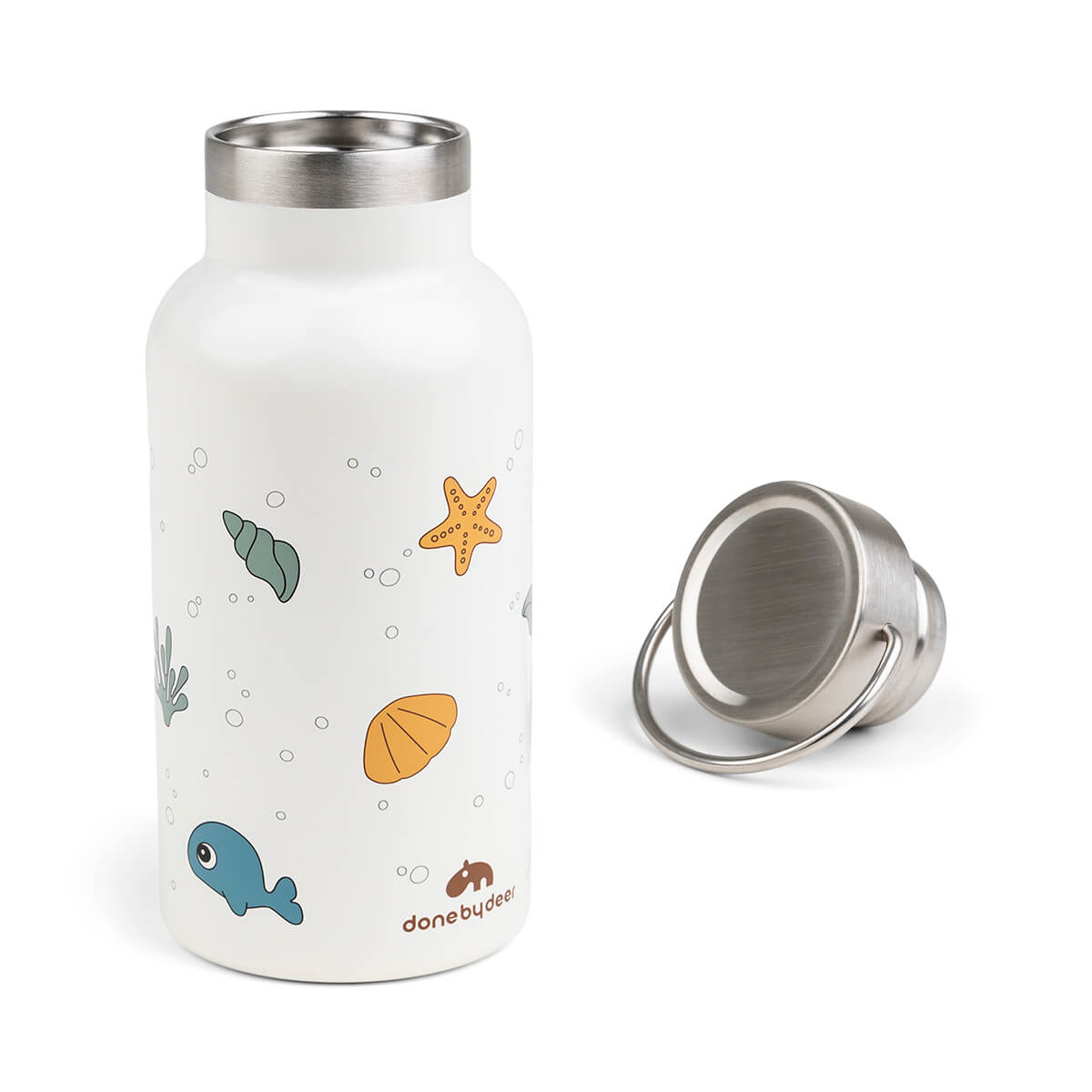 Thermo-Metallflasche - Meeresfreunde - Beige