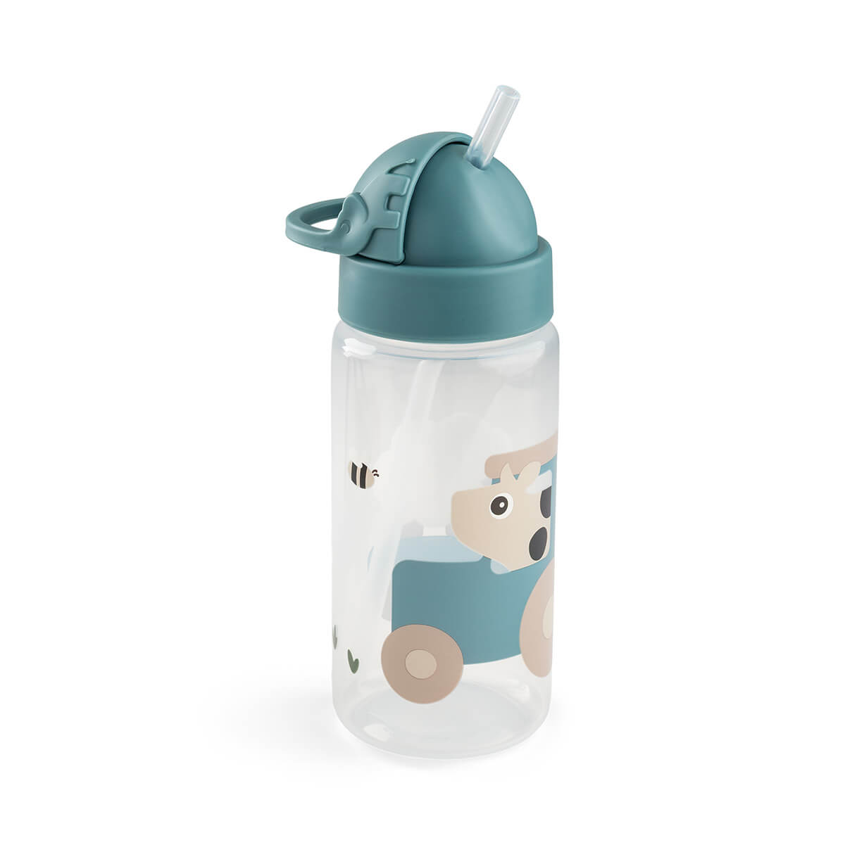 Drikkedunk m/sugerør - Tiny farm - Blå - 350 ml