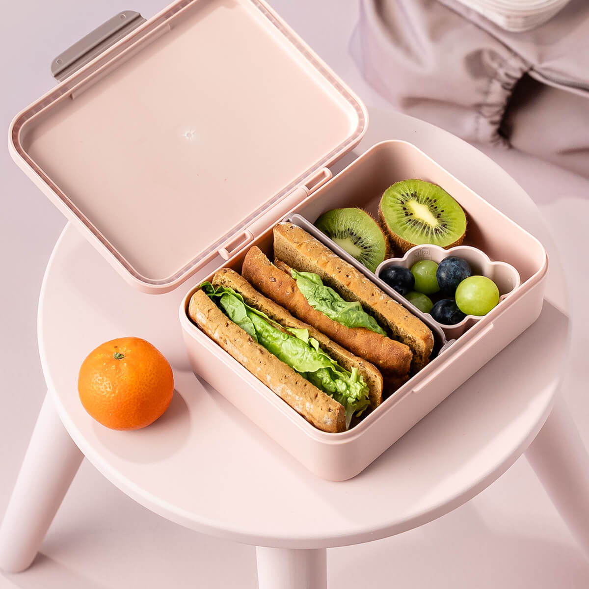 Boîte à goûter avec séparateur Tiny farm Rose 