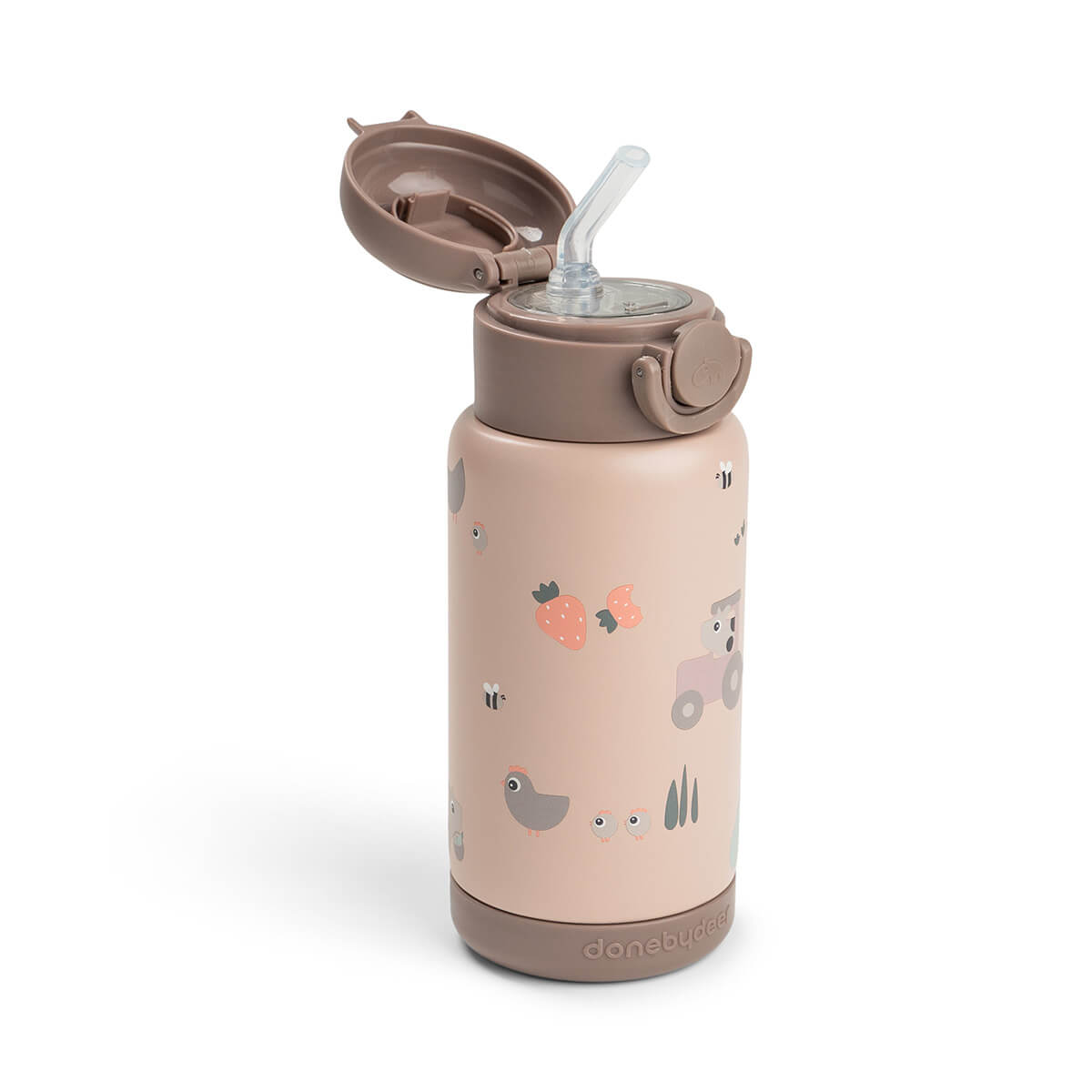 Insulated straw bottle - Tiny farm - Powder - 340 ml
