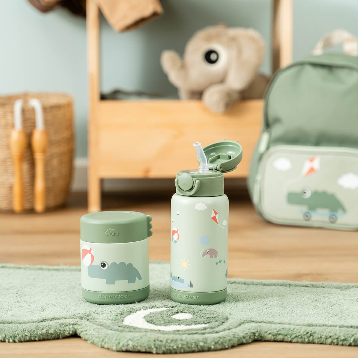 Termoflaske med sugerør – Playground – Grøn – 340 ml