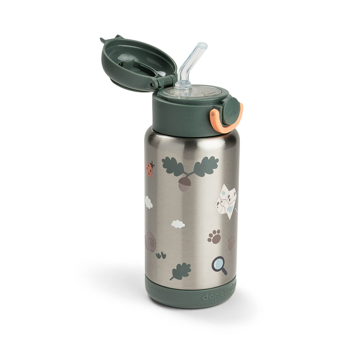 Insulated straw bottle - Tiny trails - Green - 340 ml