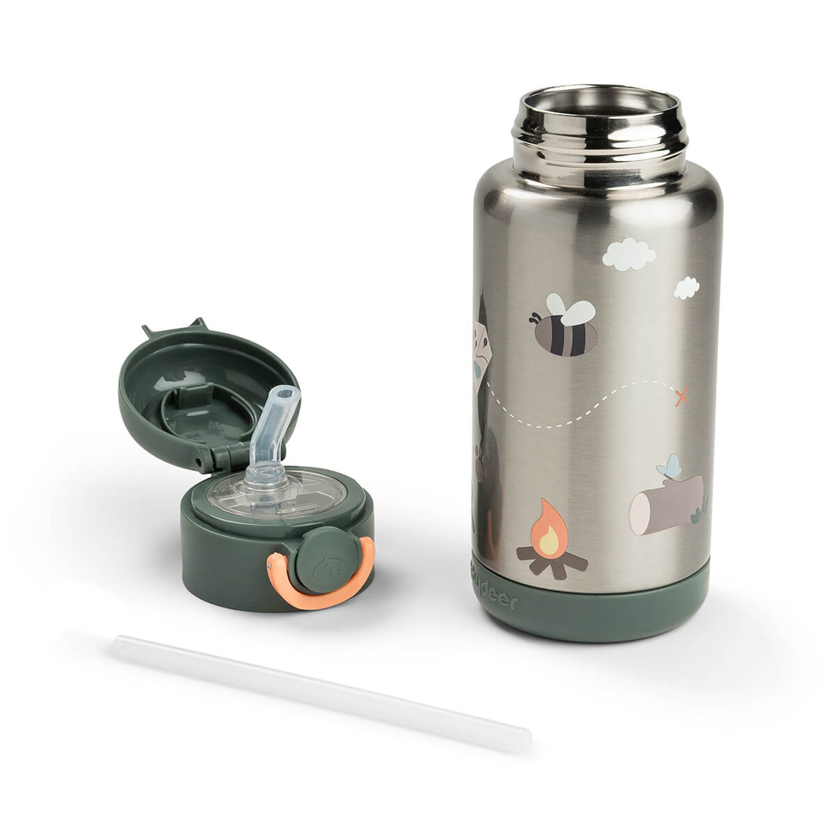 Termoflaske med sugerør – Tiny Trails – Grøn – 340 ml
