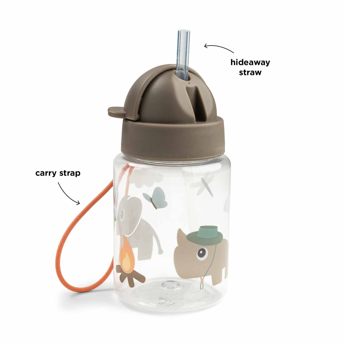 Drikkedunk m/sugerør - Tiny trails - Sand - 280 ml