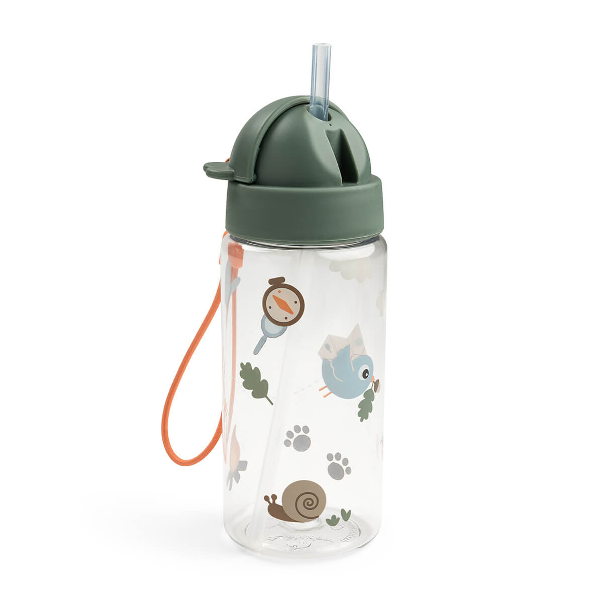 Trinkflasche mit Strohhalm - Tiny trails - Grün - 350 ml