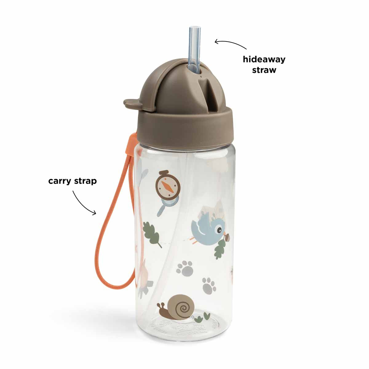Drikkedunk m/sugerør - Tiny trails - Sand - 350 ml