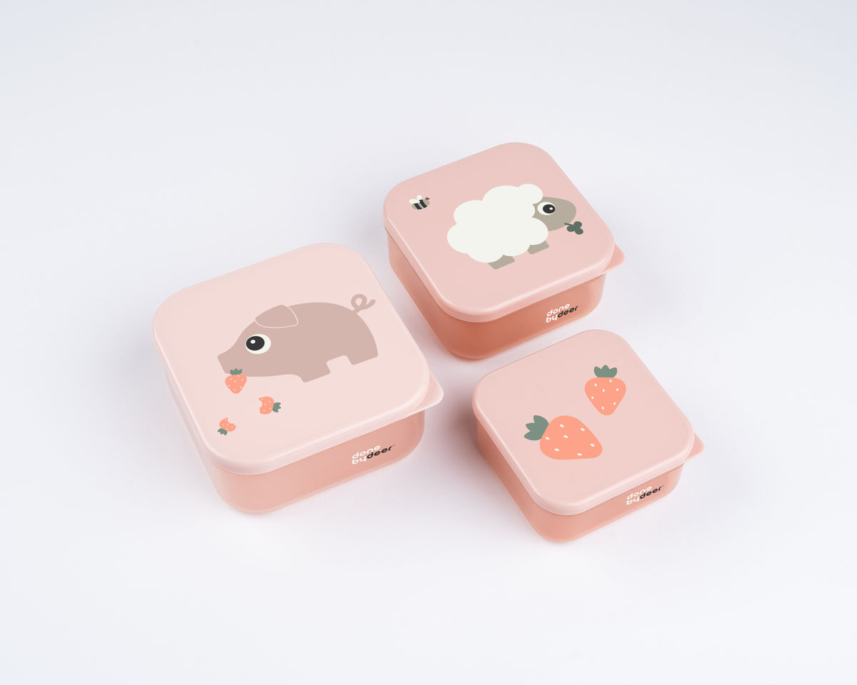Snack boks sæt 3 stk. - Tiny farm - Pudder