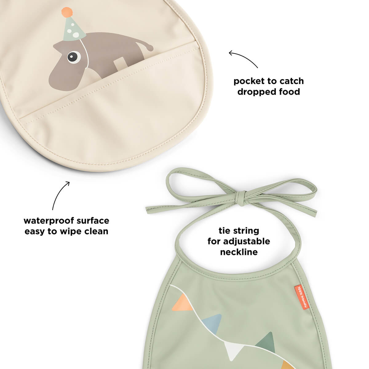 Tiny pocket bib 2-pack - Celebration - Sand