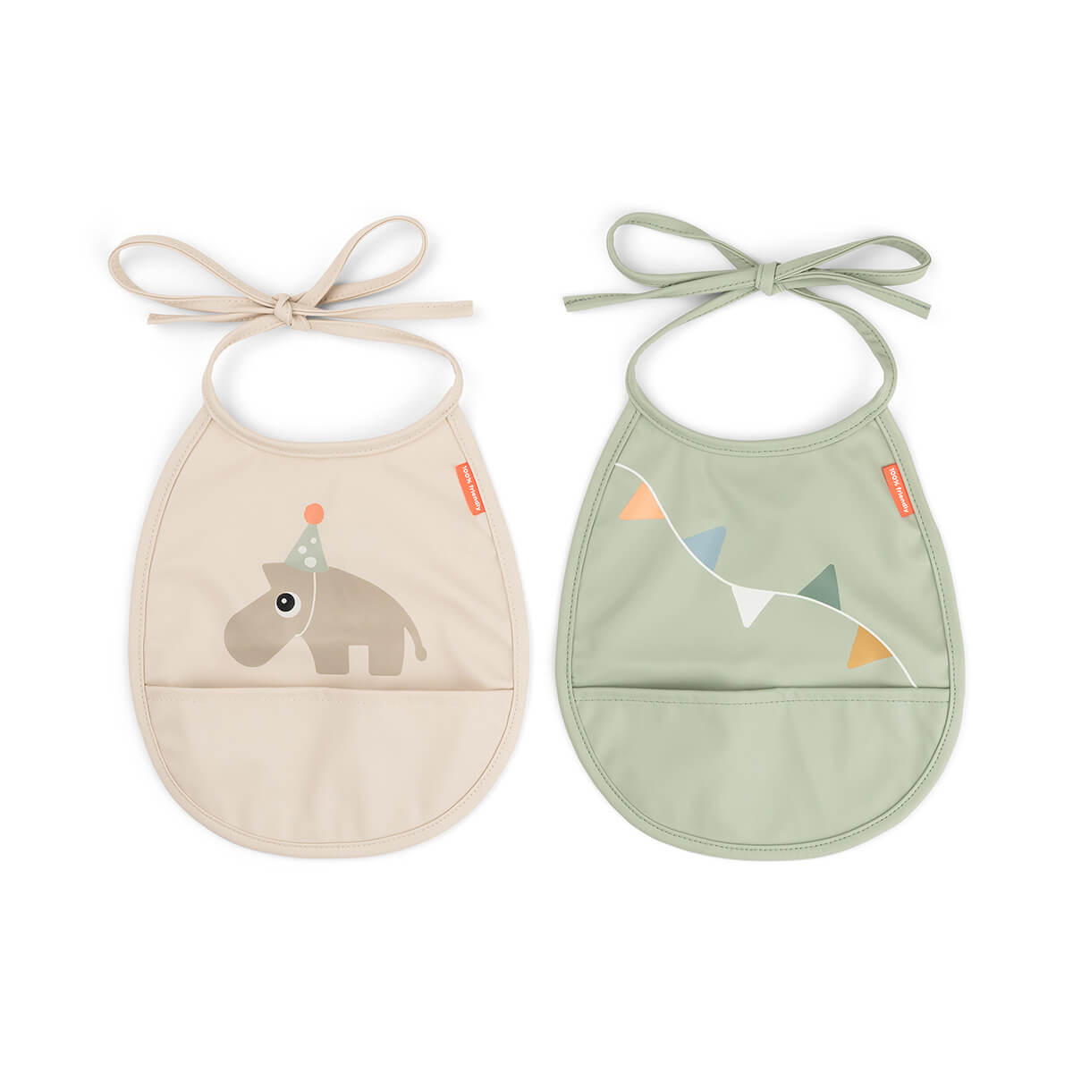 Tiny pocket bib 2-pack - Celebration - Sand