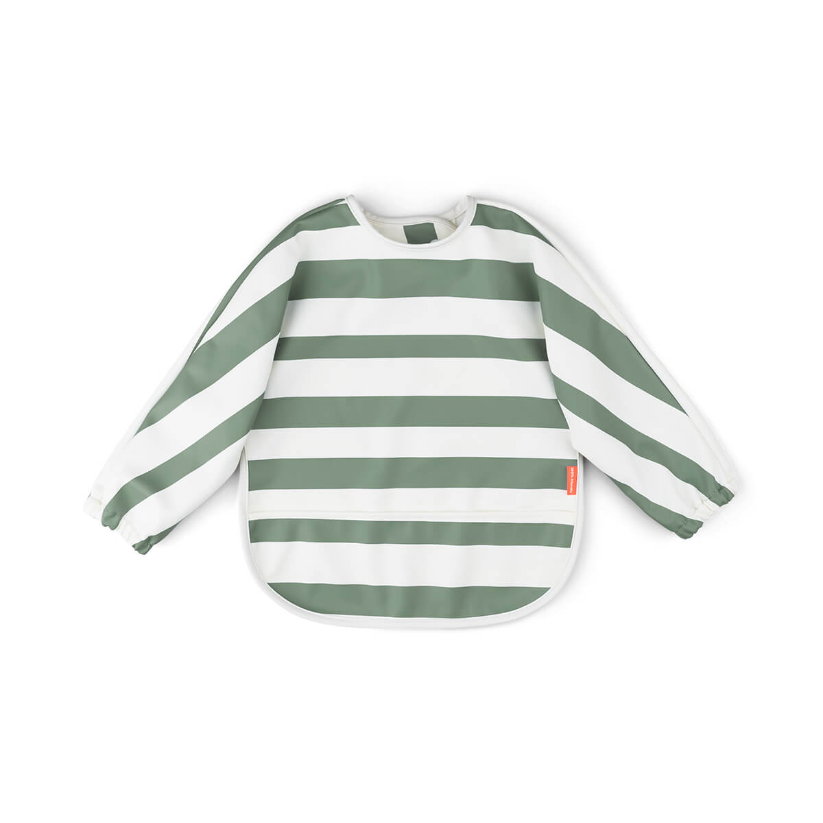 Sleeved pocket bib - Stripes - Green