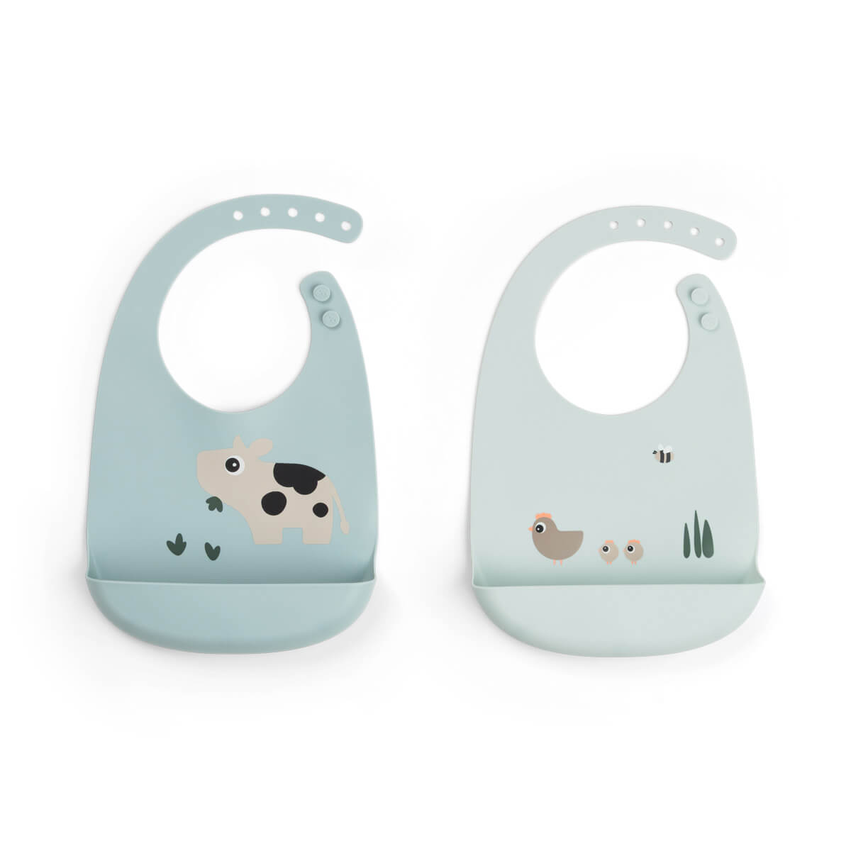 Silikone hagesmæk 2 stk. – Tiny farm – Blå