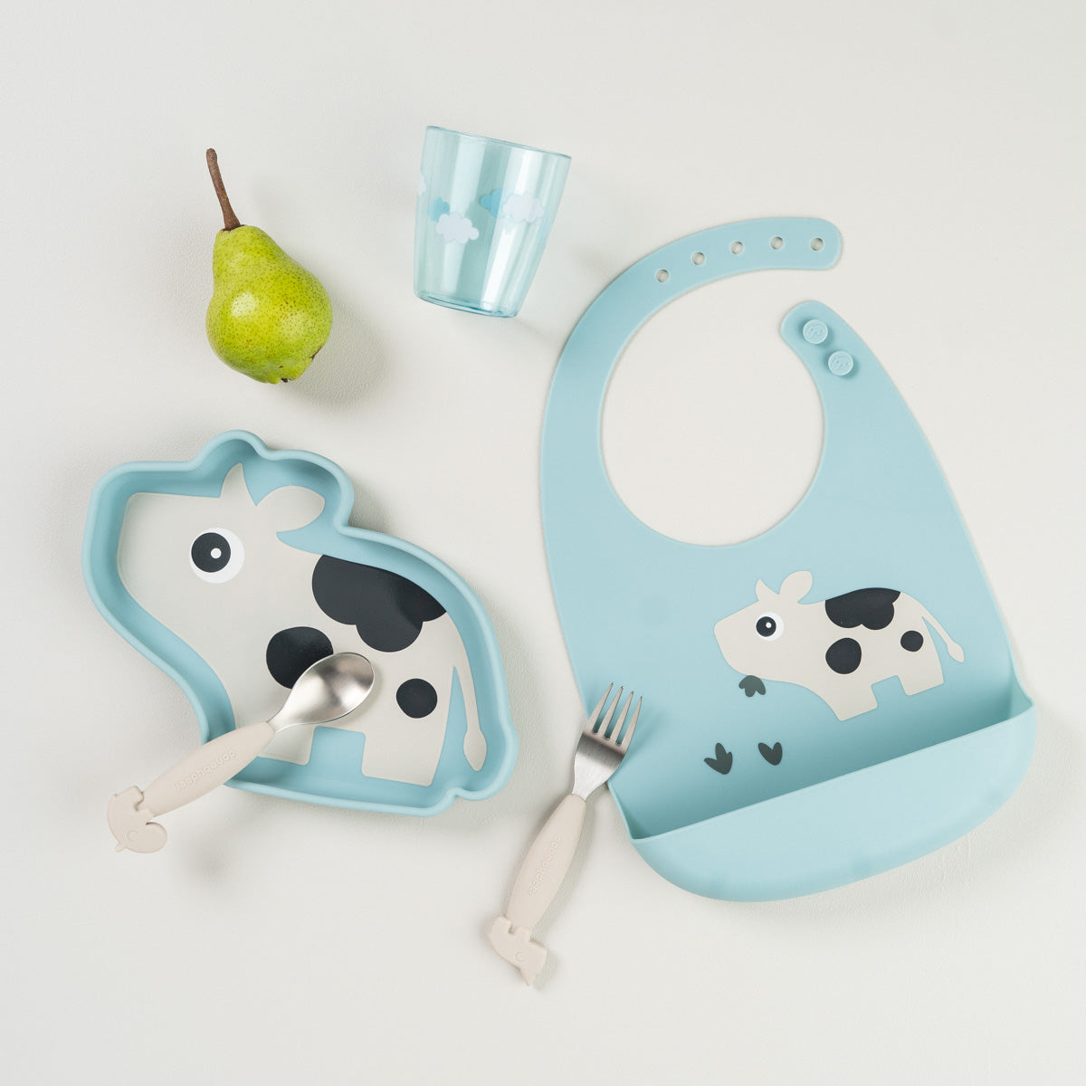 Silikon Lätzchen 2-er Pack – Tiny farm – Blau