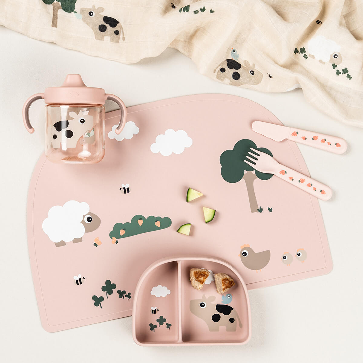 tiny farm 2-henkel lerntassen-set - rosa