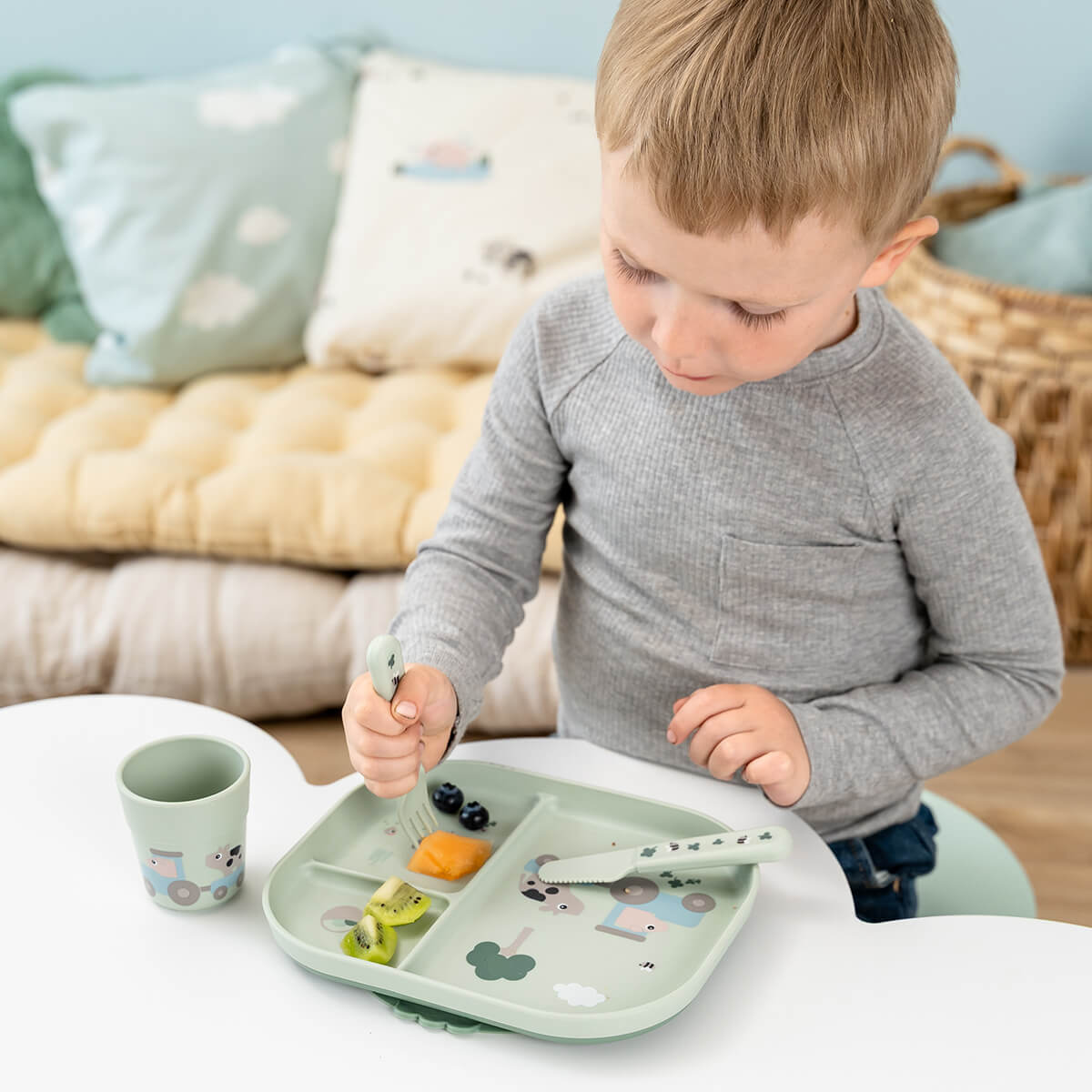 Foodie coffret repas ventouse Tiny farm Vert 