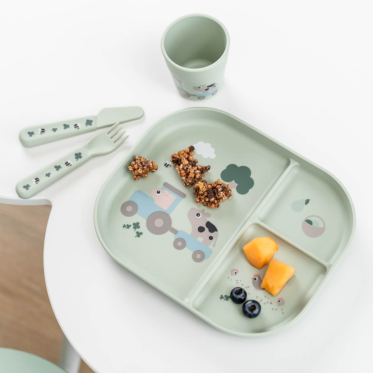 Foodie coffret repas ventouse Tiny farm Vert 