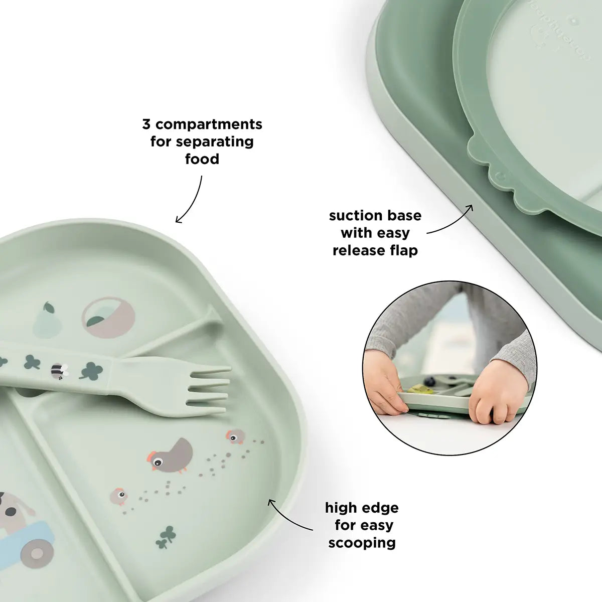 Foodie coffret repas ventouse Tiny farm Vert 