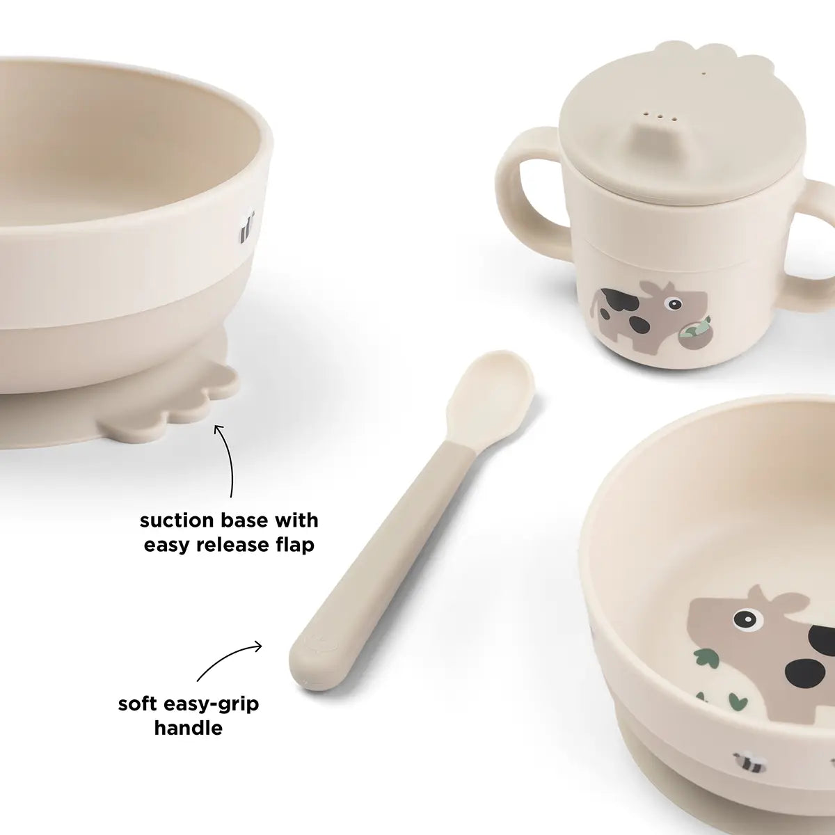 Foodie first meal set w/suction - Tiny farm - Sand