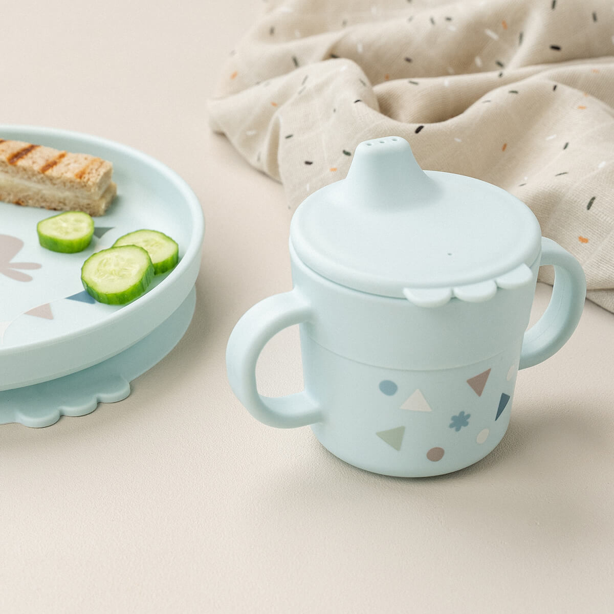Foodie dinner set w/suction - Celebration - Blue