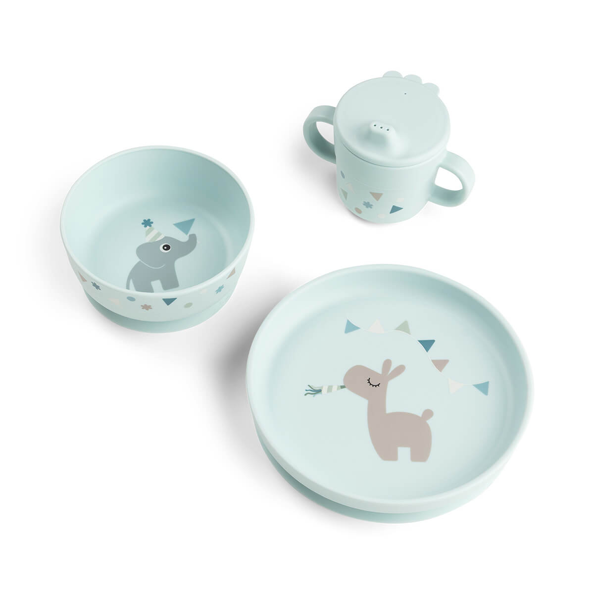 Foodie dinner set w/suction - Celebration - Blue