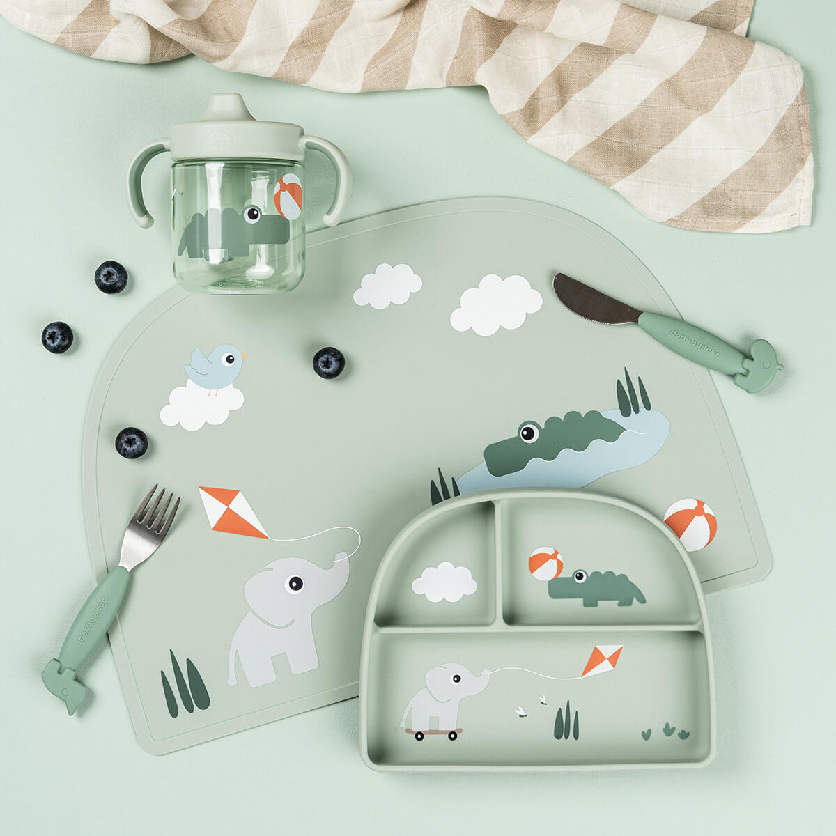 Stick&Stay compartment plate - Playground - Green
