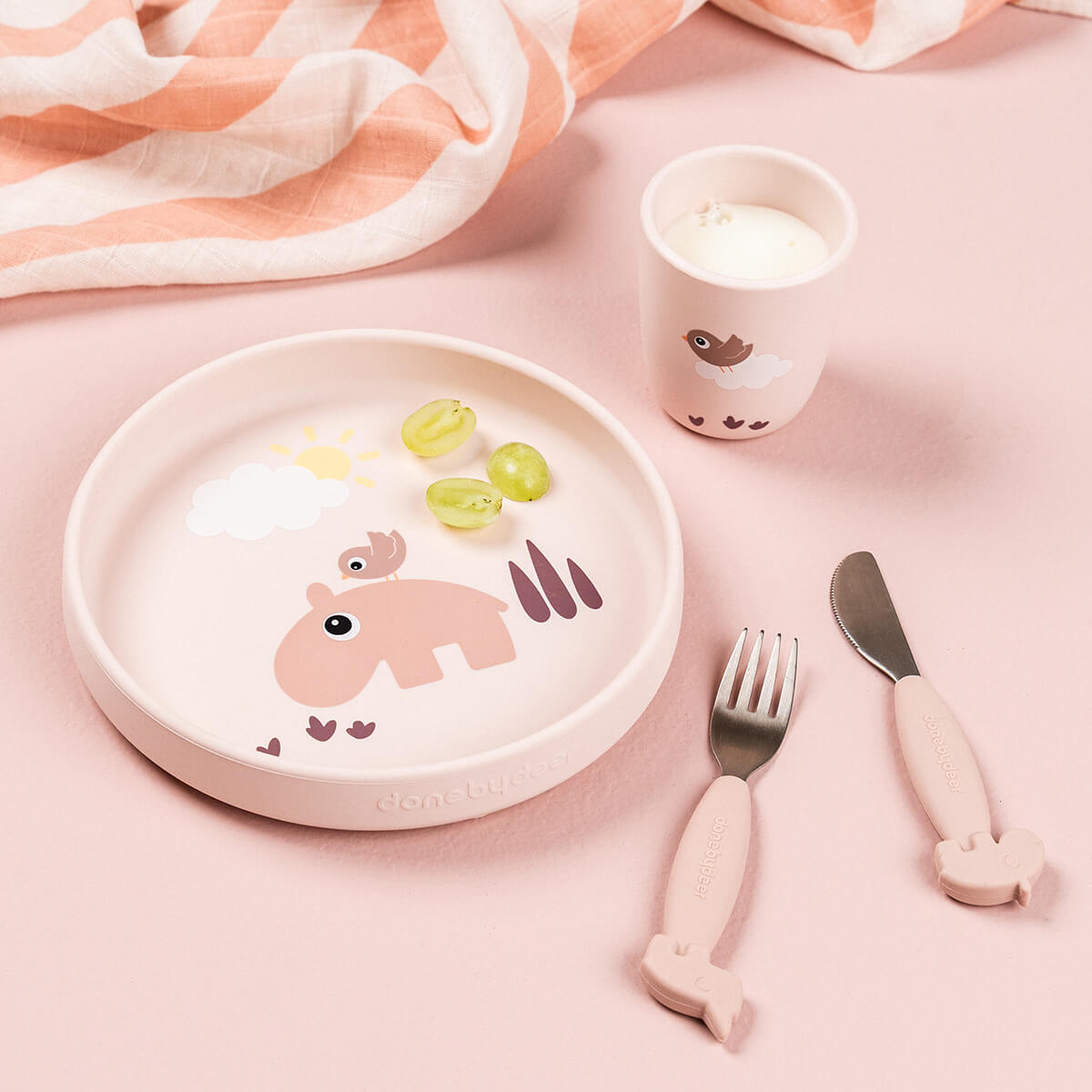 Silikon Stick&Stay Teller - Spielplatz - Puder