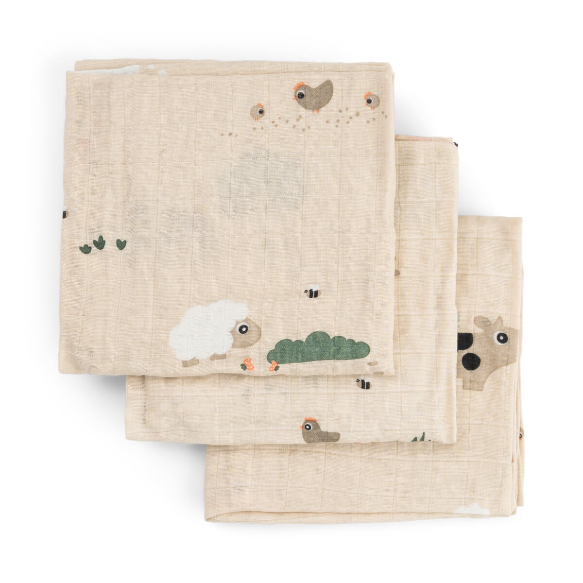 Lot de 3 langes - Tiny farm - Sable