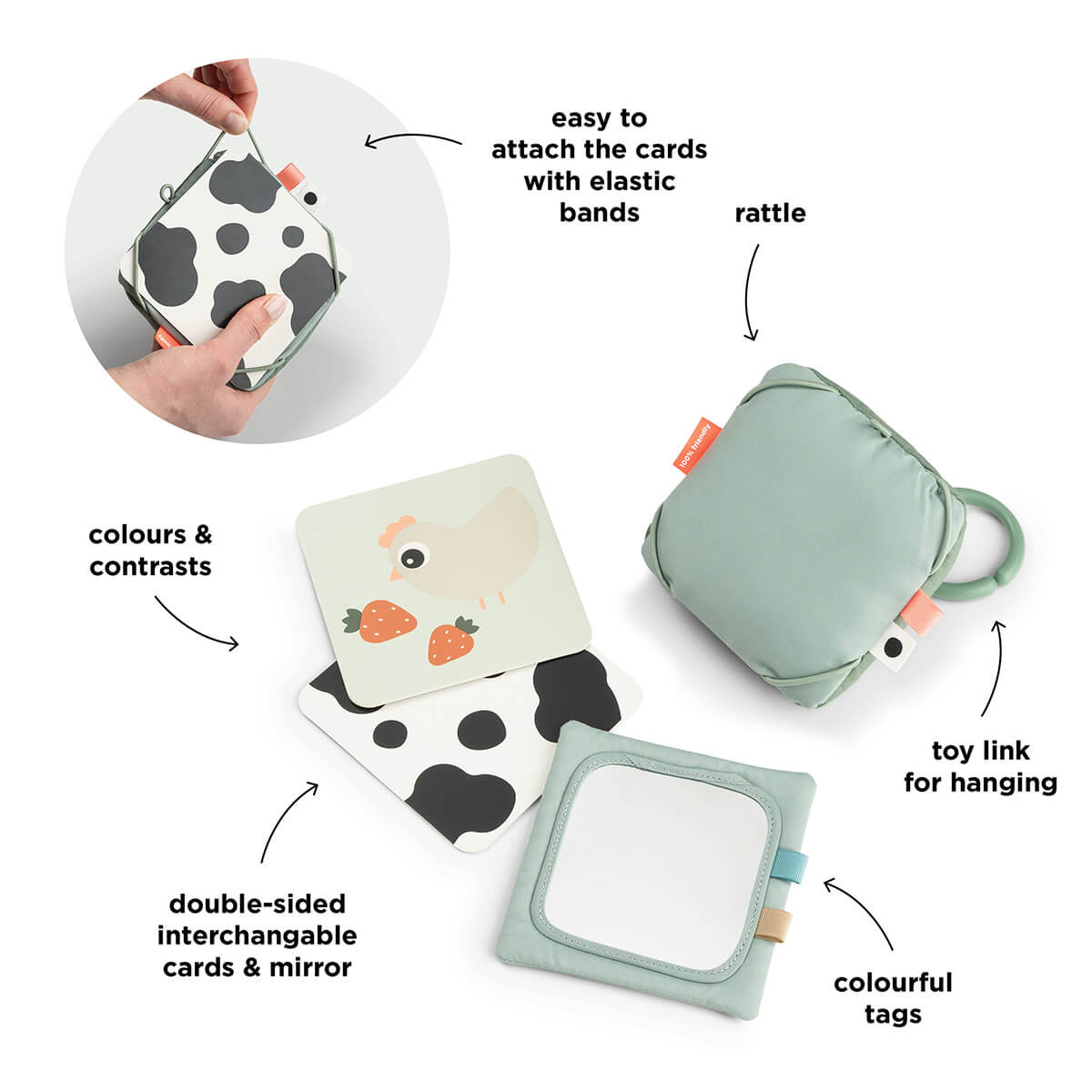 Baby-Kontrastkartenhalter - Winziger Bauernhof - Grün