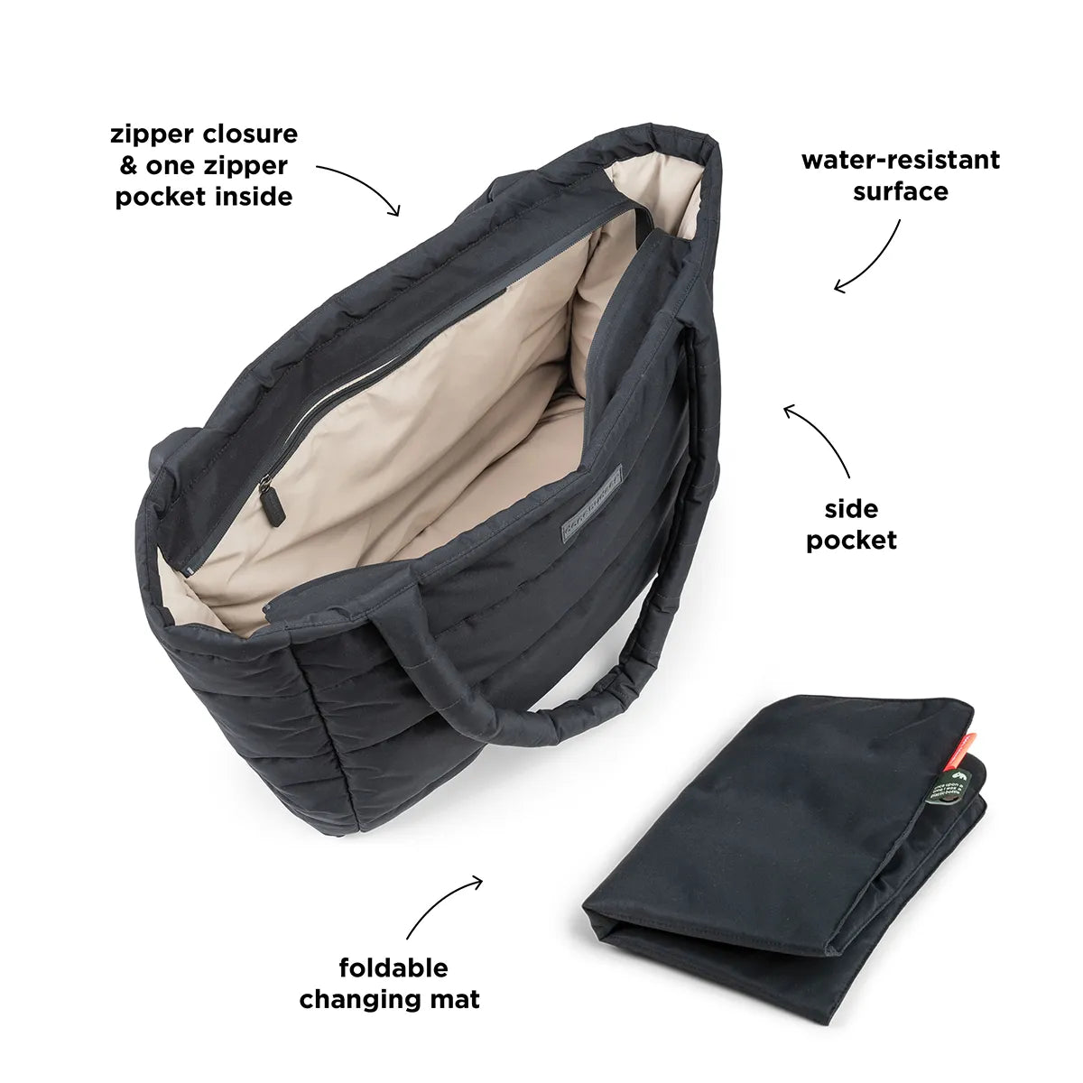 Gesteppte Wickeltasche Tote Bag - Schwarz