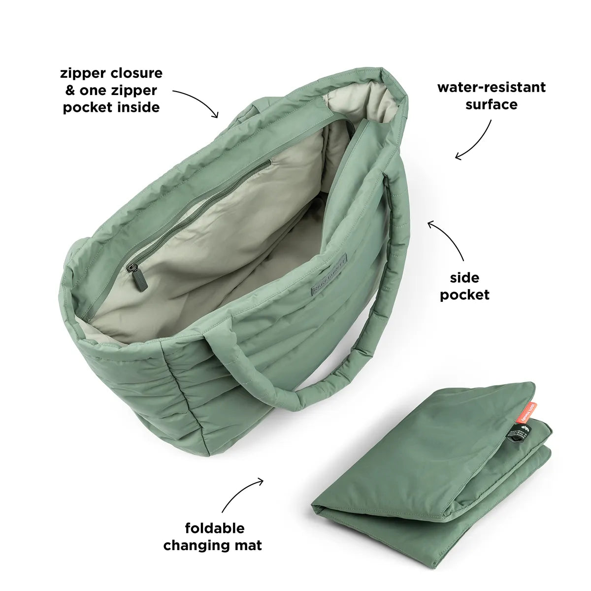 Quiltet pusle tote bag - Grøn