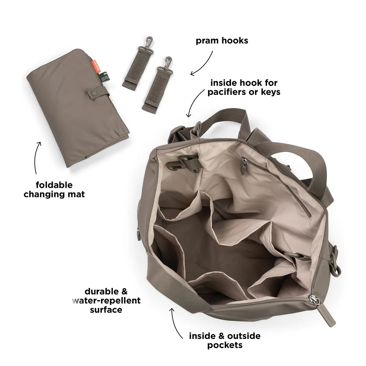 Sac à dos à langer - Taupe