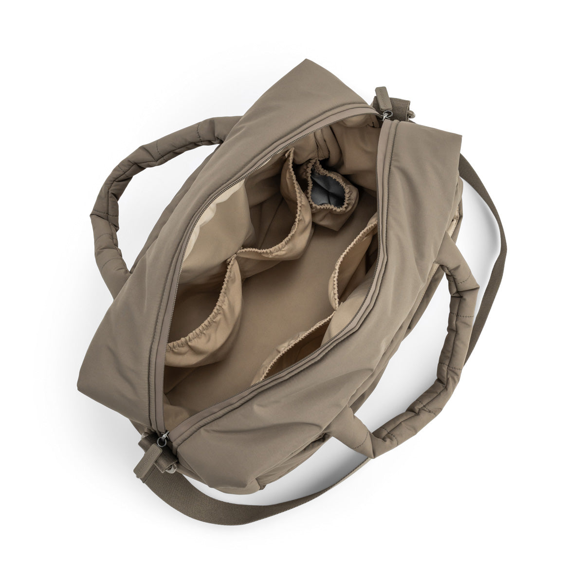 Quiltet pusletaske – Taupe