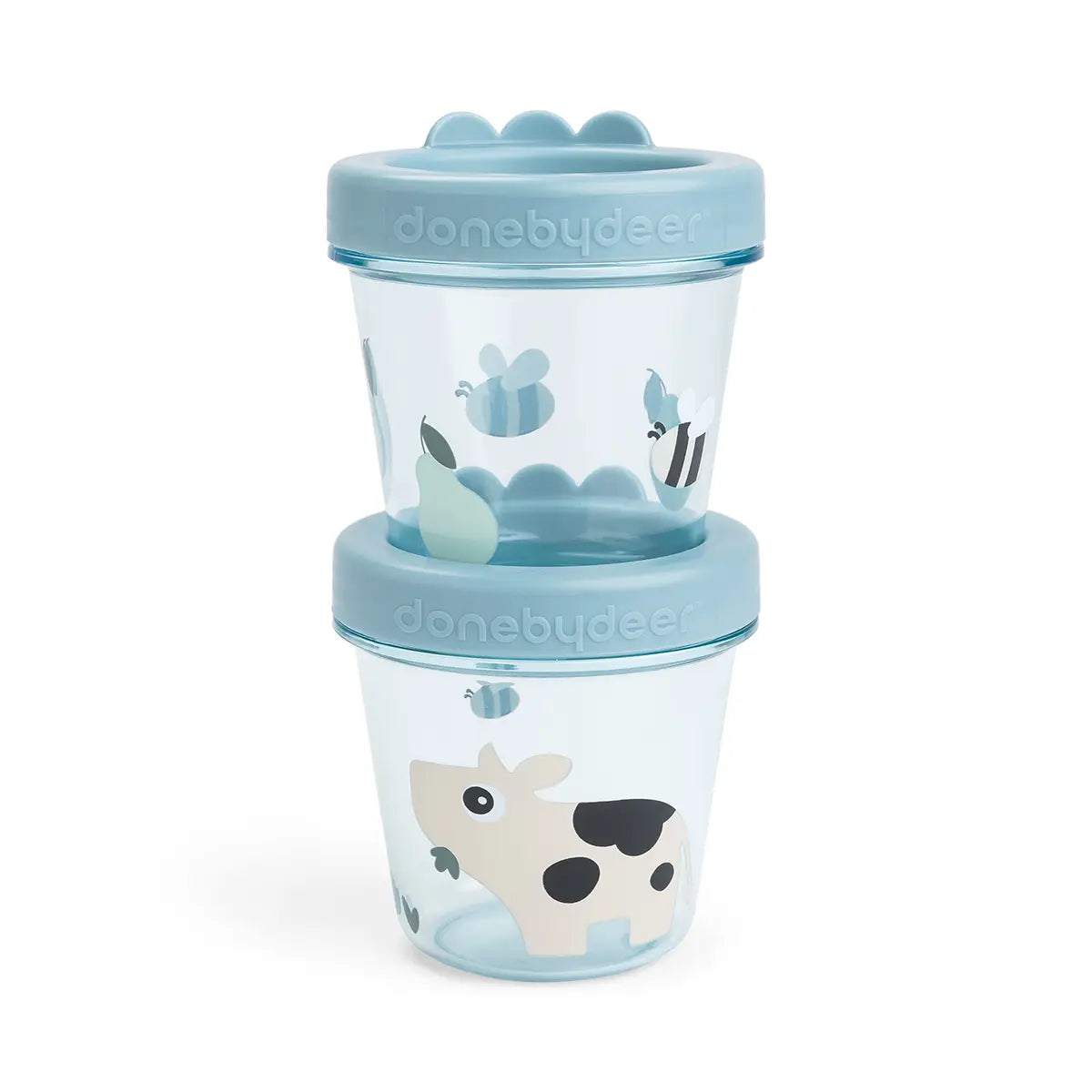 Babymad bøtte 2 stk. - Tiny farm - Blå