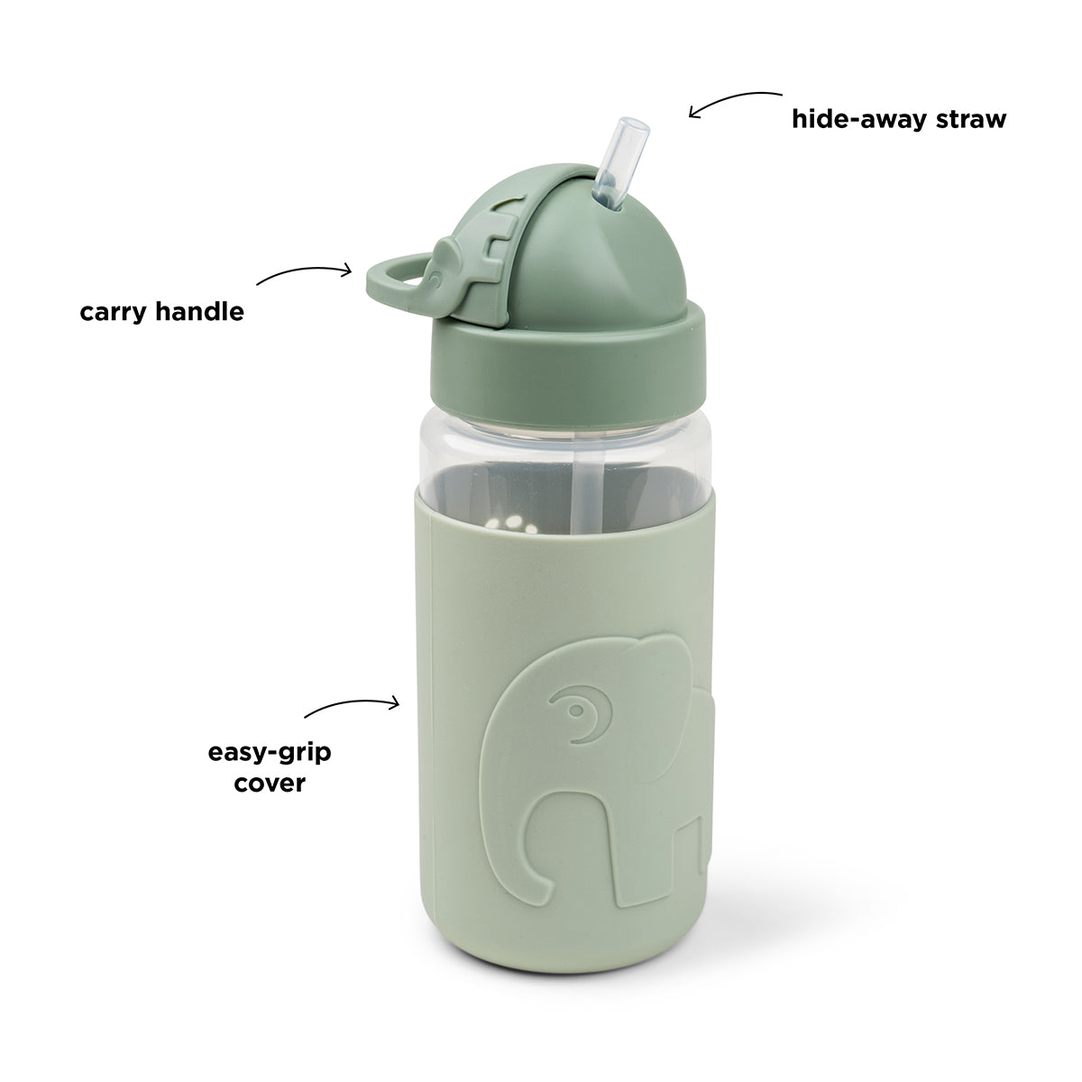Easy-grip drikkedunk m/ sugerør - Elphee - Grøn - 350 ml